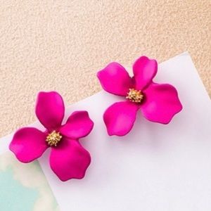 NEW 925 Stamped ROSE PINK FLORAL EARRINGS